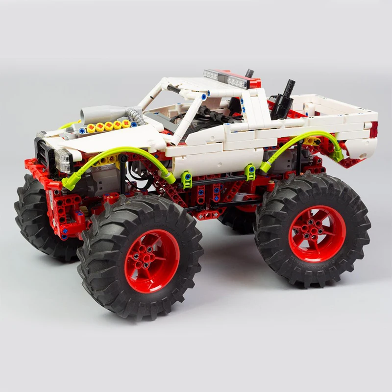 새로운 3465개 조각 모크 커스터마이즈 테크니컬 럭셔리 화이트 몬스터 트럭 모델 블록 스피드 차량 브릭 장난감 어린이 성인 선물