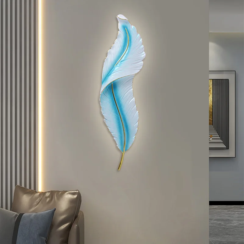 Modern LED Feather Wall Lamps Resin Lamp Bedroom Bedside Living Room Background Wall Hallway Home Decor Lustres Indoor Lighting