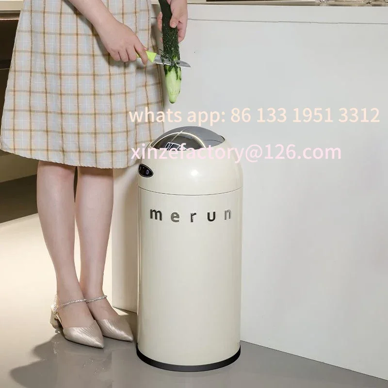 

Customizable Kitchen Bedroom Trash Cans Living Room Garbage Can Toi Smart Trash Can Stainless Steel Automatic Sensor Litter Bins