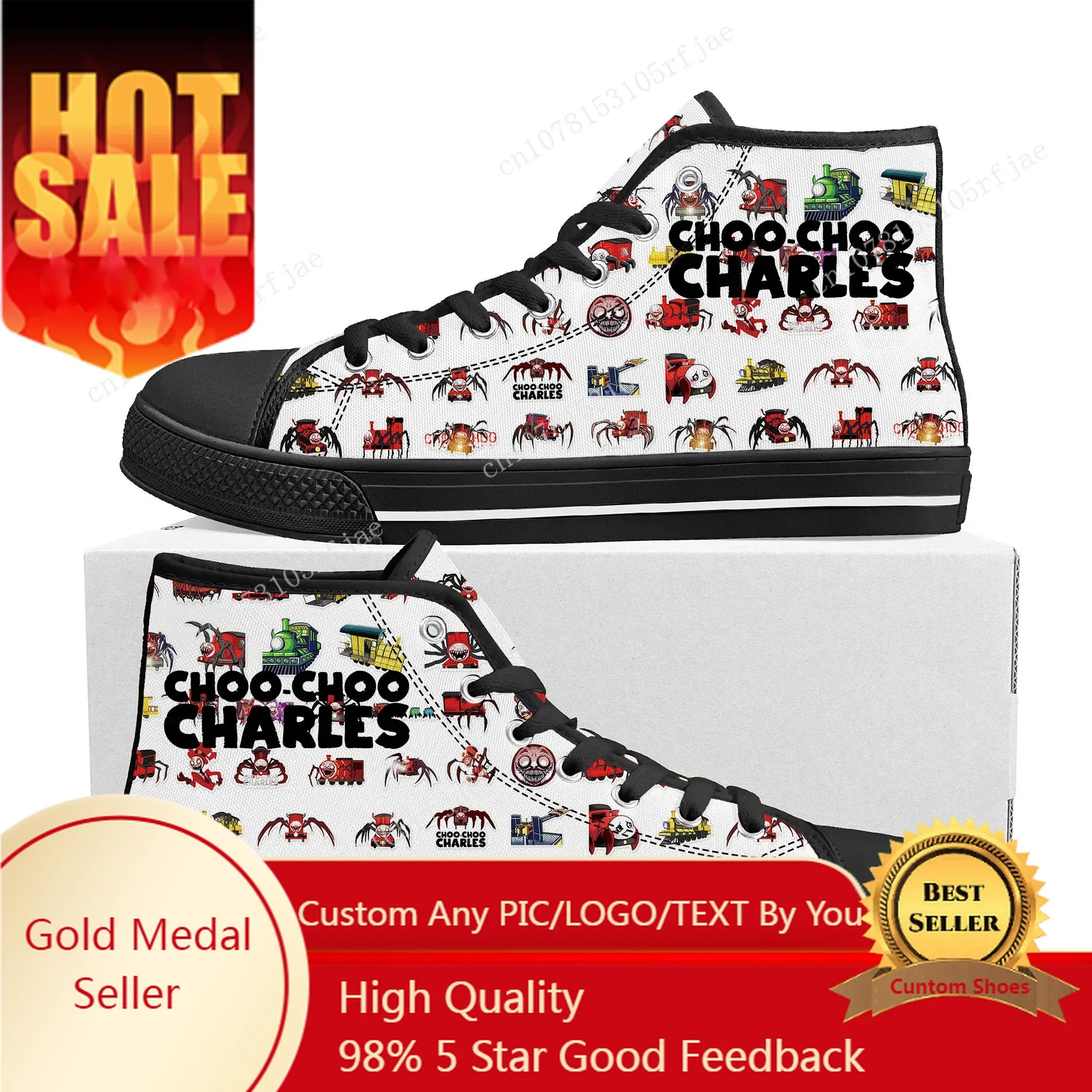 

Choo Choo Charles High Top Sneakers Hot Cartoon Game Mens Womens Teenager High Quality Canvas Sneaker Custom Built Couple Shoes