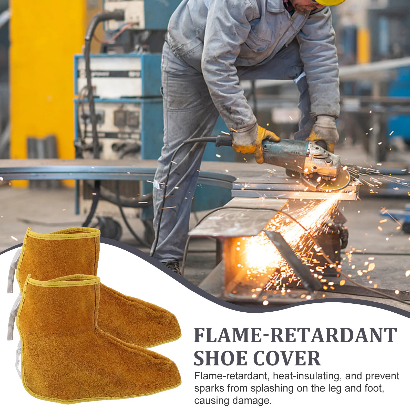 1 زوج لحام غطاء للقدم لهب دائم خفيفة الوزن قابل للتعديل حامي الحذاء العازلة للحرارة غطاء العمل #6