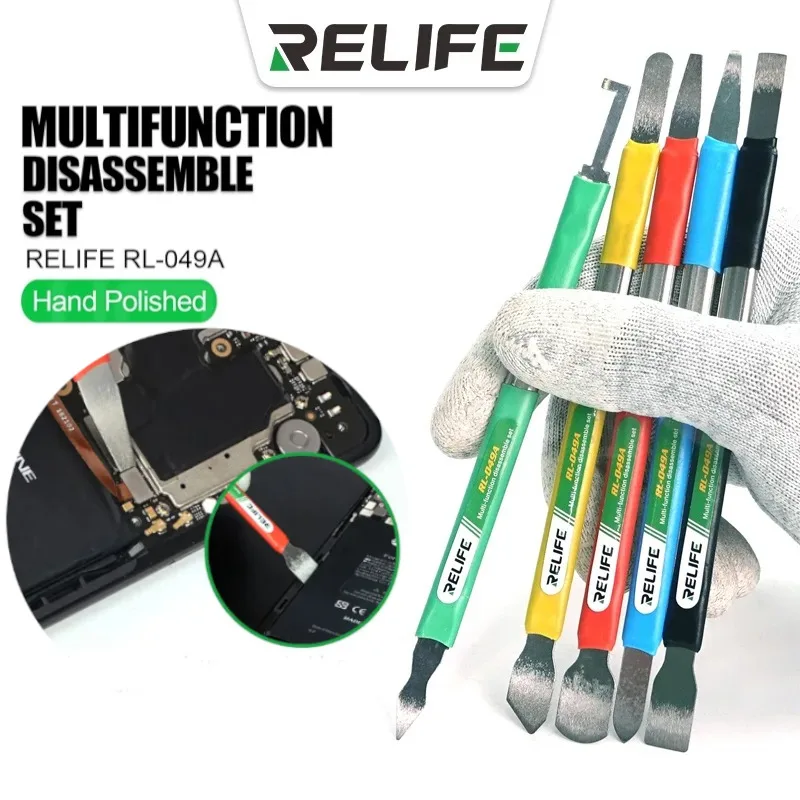 RELIFE RL-049A Double-headed Multi-function Prying Knife Phone Repair CPU IC Chip Spudger Pry Opener Metal Tin Scraping Knife