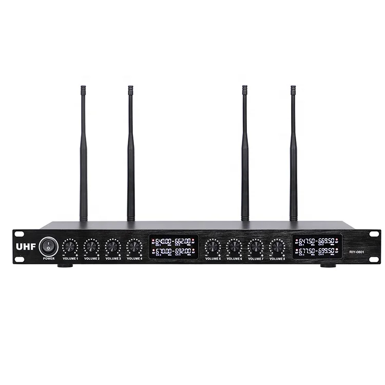RIY-0801 Professional Wireless Microphone System Eight-Channel Wireless Mic for Church Singing