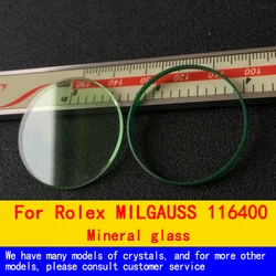 Flat Glass Green Mineral glass Parts For Rolex MILGAUSS 116400 32.65mm dia Watch Crystal with slot replacement parts