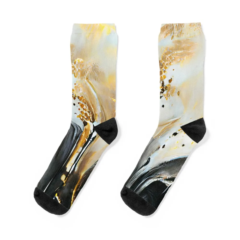 

Luxury Black and Gold Abstract Fluid Art Painting Socks Soccer anti-slip sports stockings Socks Women Men's