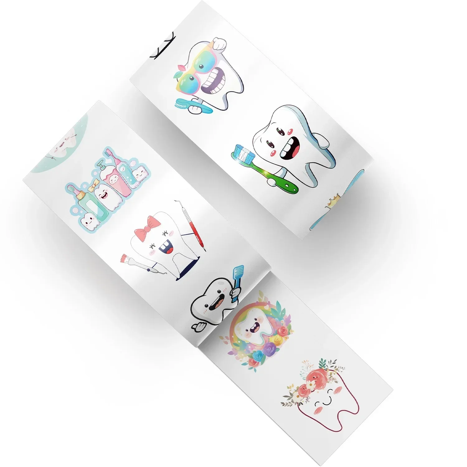 500pcs/Roll Tooth Shape Label Stickers Round For Dentist Cartoon Teeth Protect Sticker Decoration Dentistry Kids Reward Gift Toy