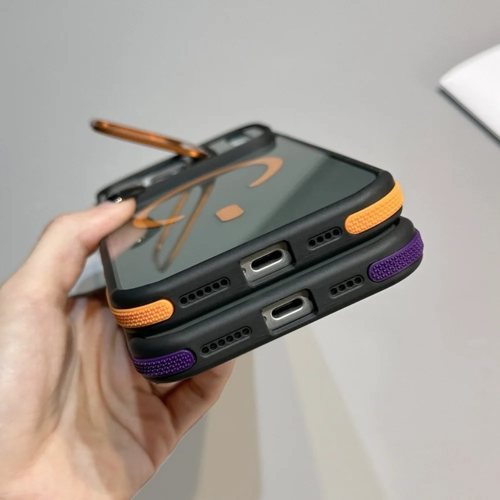 Clear For Magsafe Lens Folding Stand Magnetic Phone Case For iPhone 17 16 15 14 13 12 11 Pro Max Air Non-Slip Frame Acrylic Cap