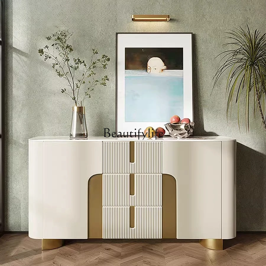 

04ld14 Italian light luxury white entrance cabinet, living room dining side cabinet, simple decorative cabinet