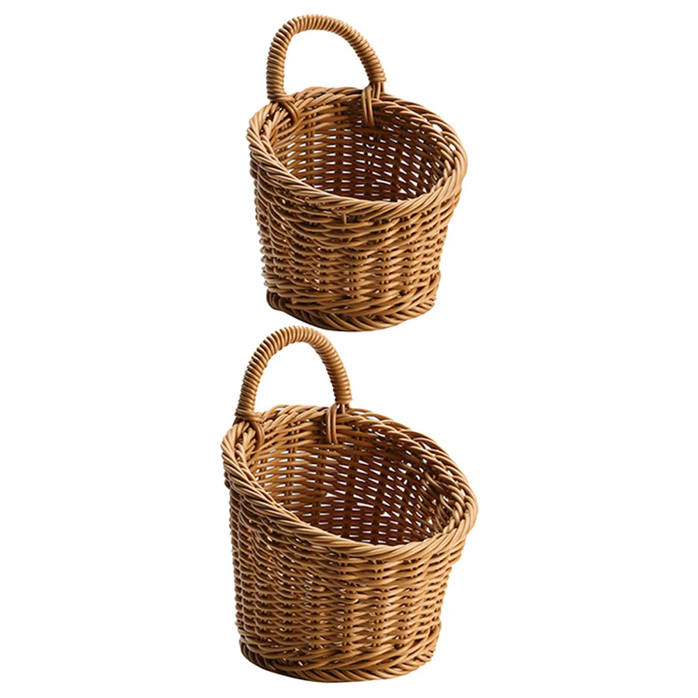 

2 Pcs Natural Seagrass Basket Wall Hanging Storage Flower Rattan Plastic Vegetable Hamper Basketball