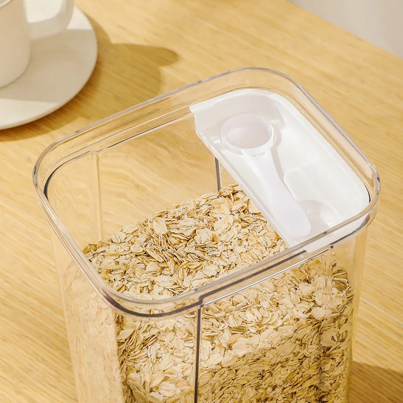 Sealed Jars Kitchen Grain Storage Organizer Plastic Moisture-proof Food Storage Tank Dried Fruit Tea Storage Box Jar with Spoon