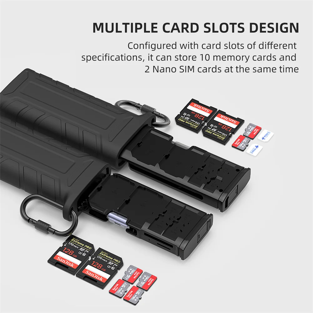 High-Speed Card Reader & Case SD TF SIM Dual Slot Data Transfer Memory Card USB 3.1 Type-C For Cameras/phone /Drones Accessories