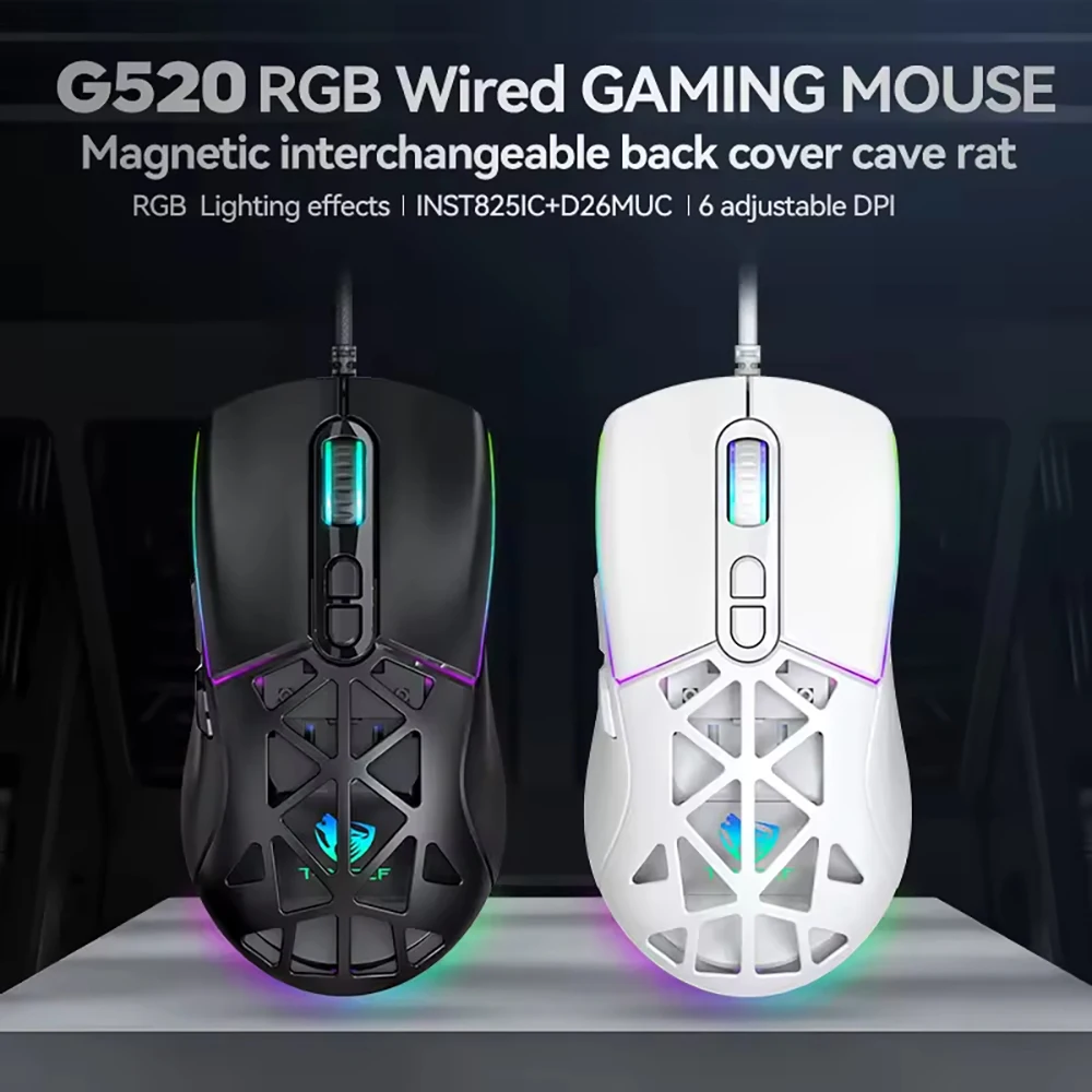 DPI 12800 USB WIred RGB Computer Gaming Optical Mouse With Removable Casing