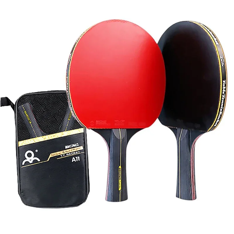 2PCS Professional 6 Star Ping Pong Racket Set Table Tennis Racket Set Pimples-in Rubber Hight Quality Blade Bat Paddle with Bag