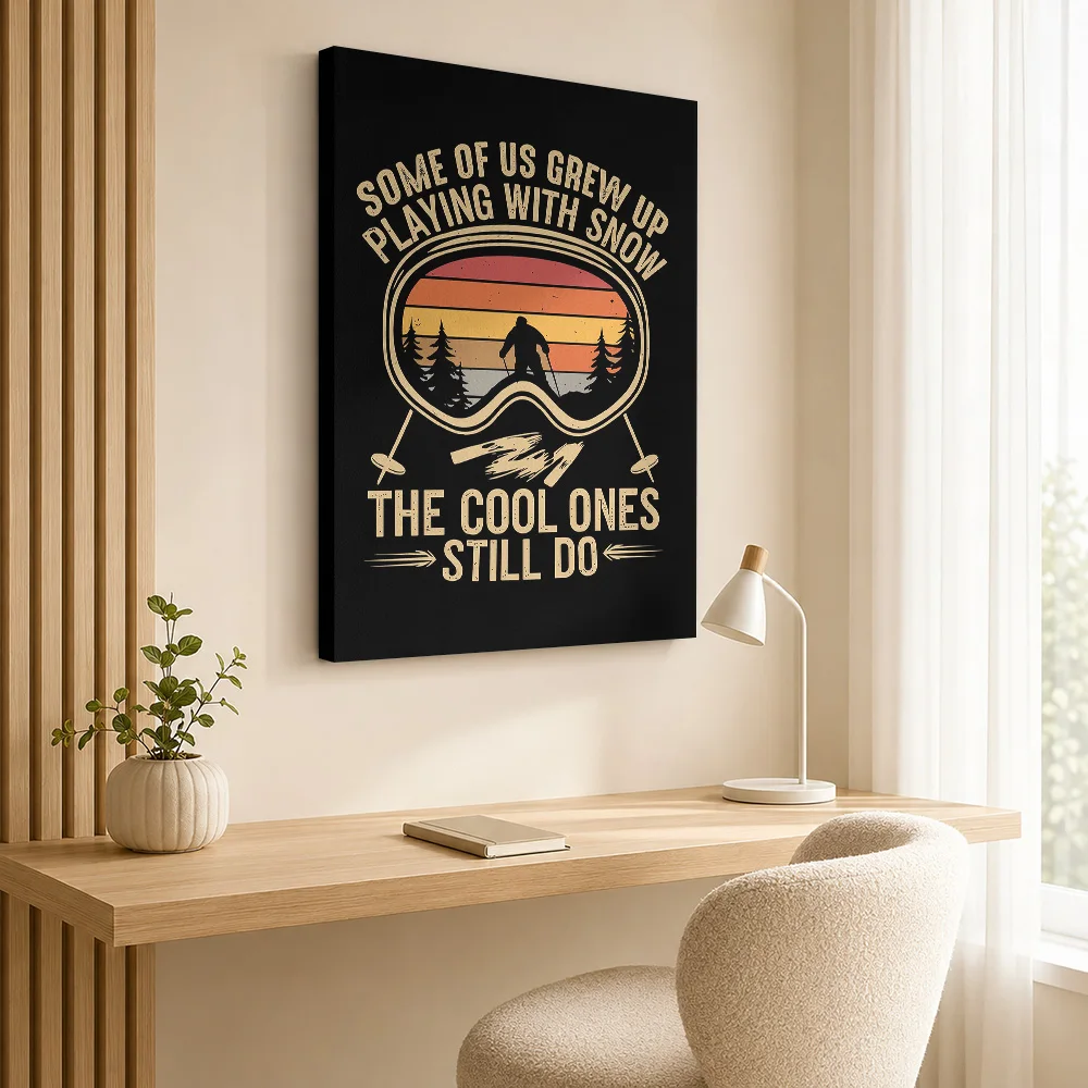 Skiing Cool Ones Still Do Framed Canvas Print Poster Personalized Photo Sports Portrait Wall Paintings Decoration for Man Cave