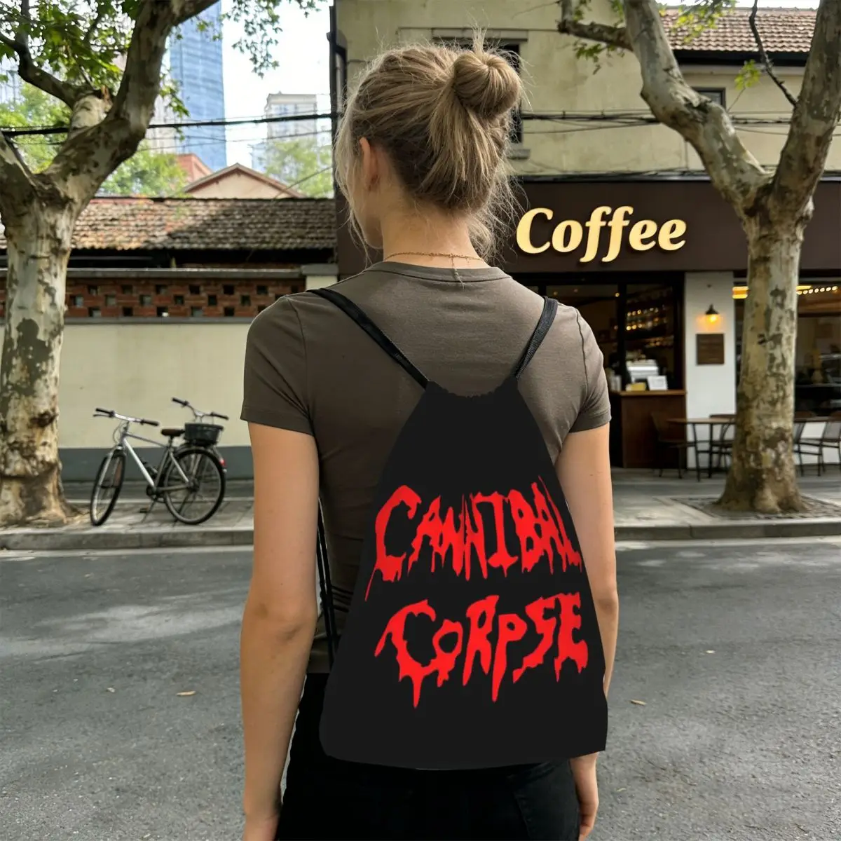 Cannibal Corpse Death Metal Band Backpacks Casual Drawstring Bundle Pocket Storage Bag Book Bags for Man Woman School