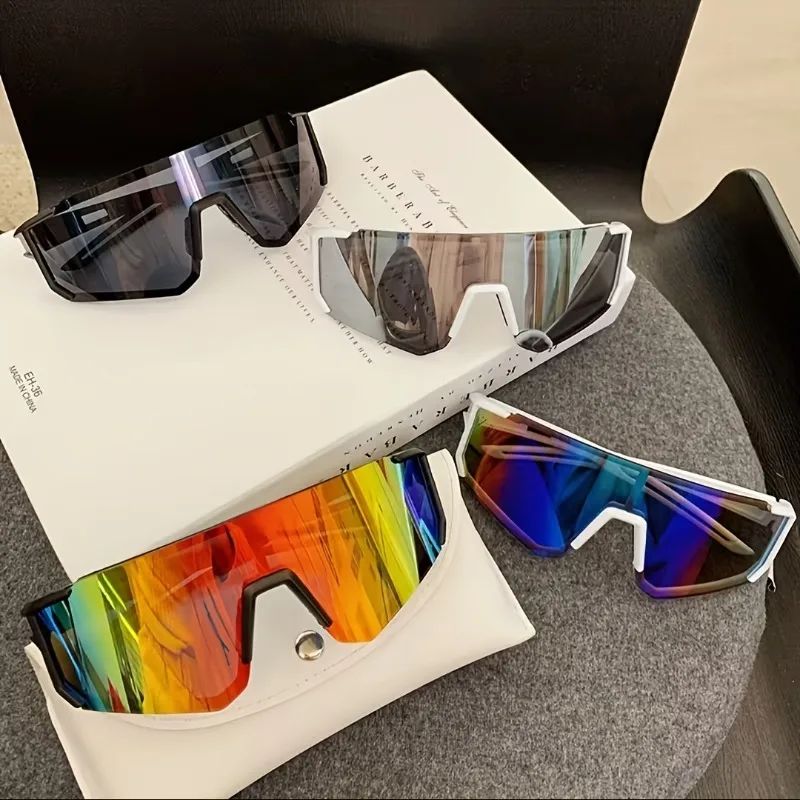 1pcs Unisex oversized one-piece fashion glasses, coated lenses, stylish for streetwear, catwalk & red carpet.