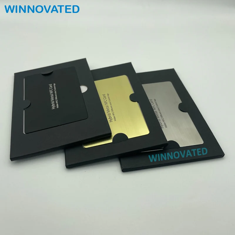 

10 0.pieces.Custom.2023 Customized Color Writeable Hidden Contactless RFID NFC Chip Metal Business Hybrid Cards