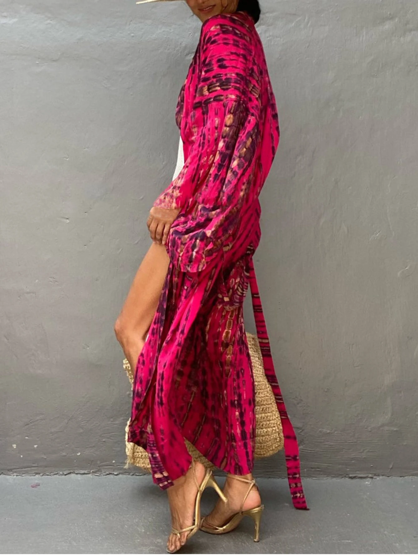 Women's Summer Kaftan Robe Cardigan Ethnic Style Printed Kimono Beach Vacation Casual Loose Large Size Cardigan Bikini Swimsuit