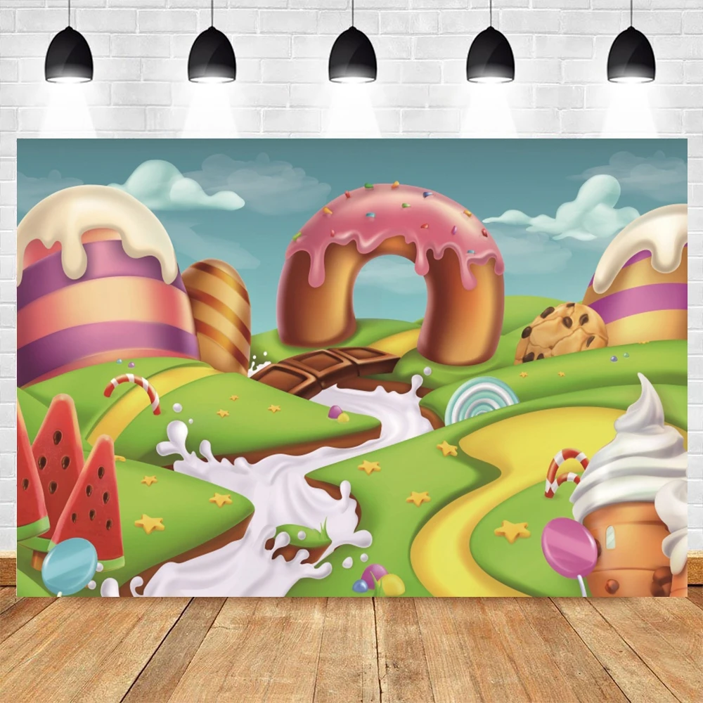 Милый фон для фотосъемки с изображением замка кандиленда леденцов дома детей портрет вечеринка в честь рождения ребенка декор для вечеринки