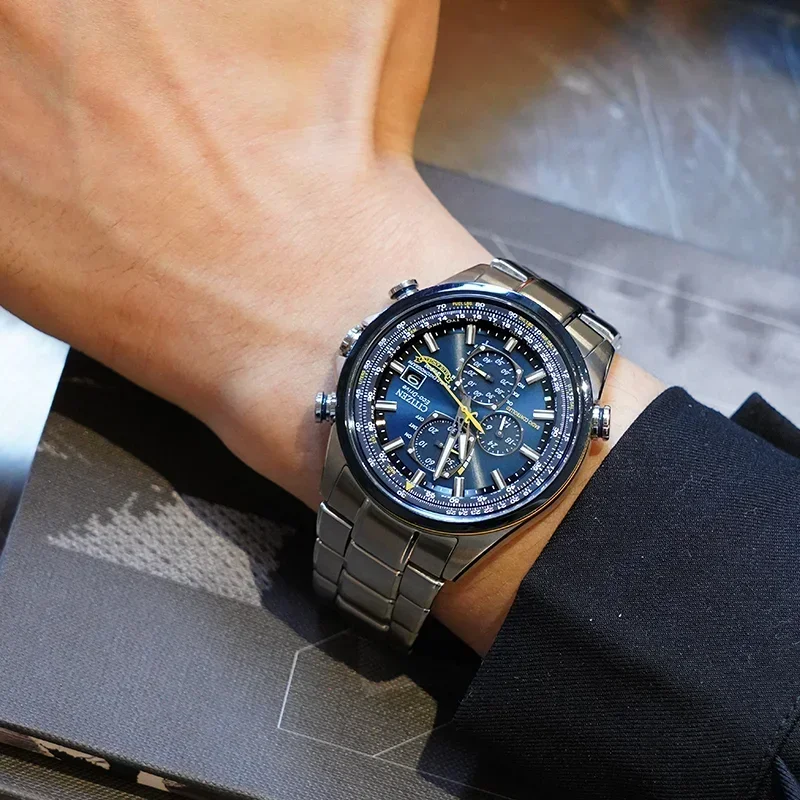 CITIZEN Blue Angel Generation Men\'s Luxury Fashion Quartz Wristwatches Radio Night Glow Energy Multi Functional Business Watch