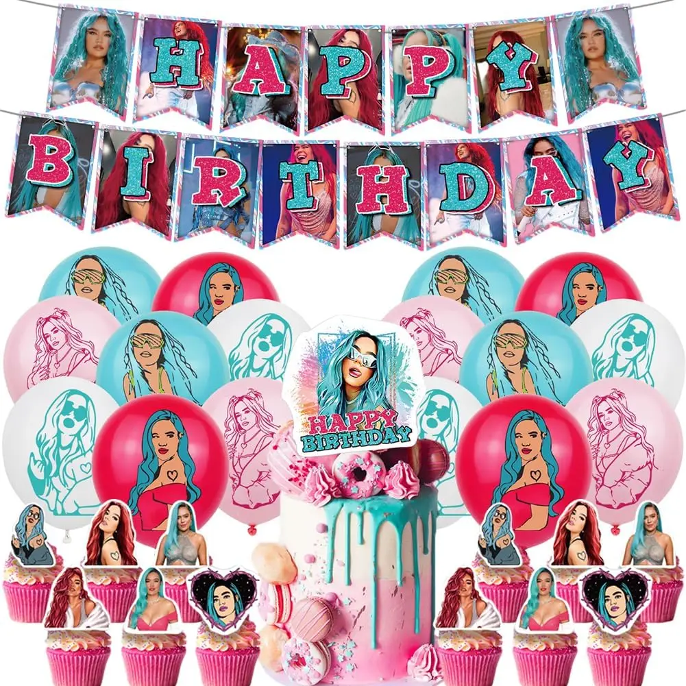 Karol G Birthday Decorations Hilloly Karol G Party Set Balloons Banners Cupcake Toppers Singer Birthday Party Supplies Pop Music