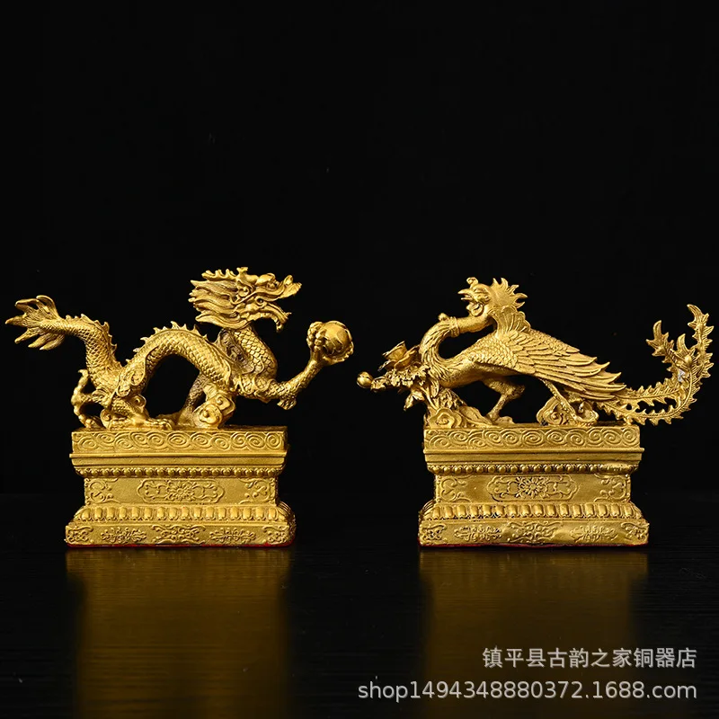 and Ornament Brass Han Green Fire Phoenix Playing with Pearl Zodiac Dragon God D