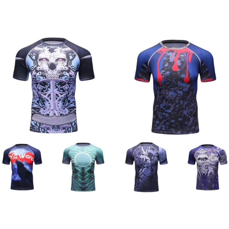 

Men Gym Sportswear Compression Short Sleeve Running Man Daily Training Boxing T-Shirt Sports Shirt Woman Breathable O-Neck Top