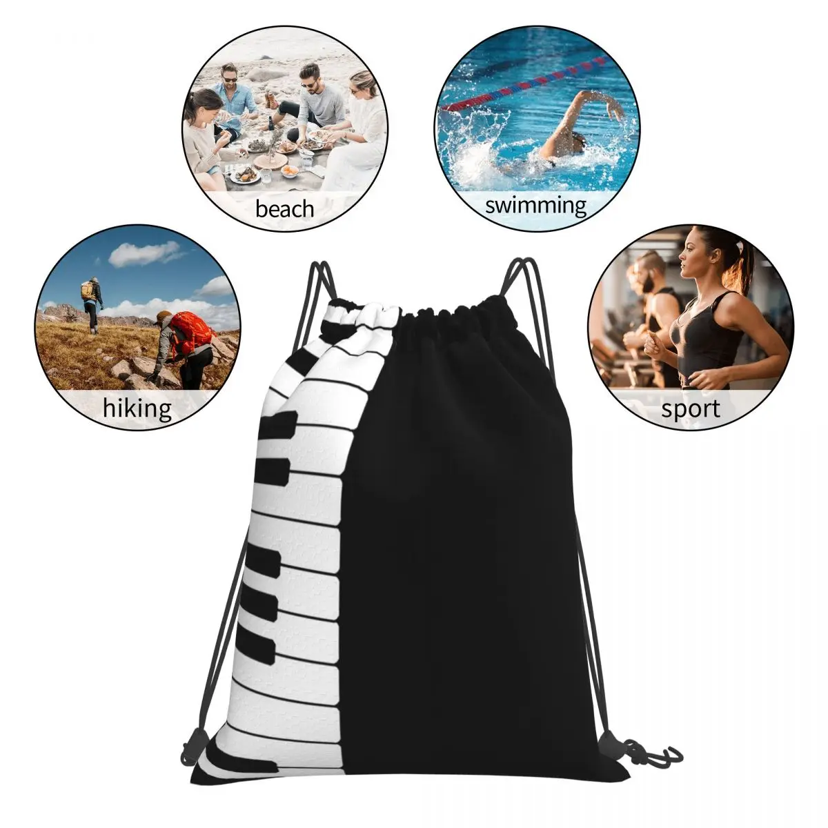 Piano Backpacks Fashion Portable Drawstring Bags Storage Bag Book Bags For Travel School