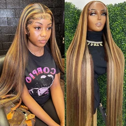 Highlight Wig Human Hair 13x4 13x6 Glueless Honey Blonde Straight Lace Front Wigs Human Hair Brazilian 5x5 Hd Lace Closure Wig