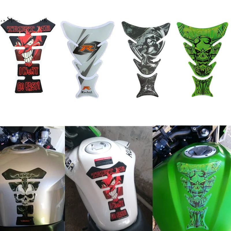 50Pcs Car Motorcycle Gas Fuel Tank Pad Sticker Decals Motorbike Devil Skull Logo Protector Fuel Racing Accessories Universal Fit