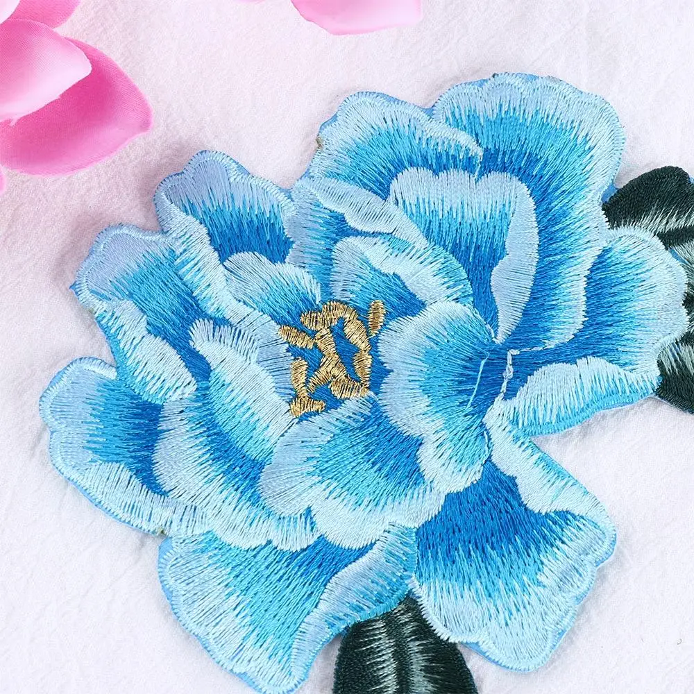 14CM Peony Flower Clothes Decoration Clothing Accessories Sew On for Dress Embroidered Badges Iron On Patches Patches Appliques