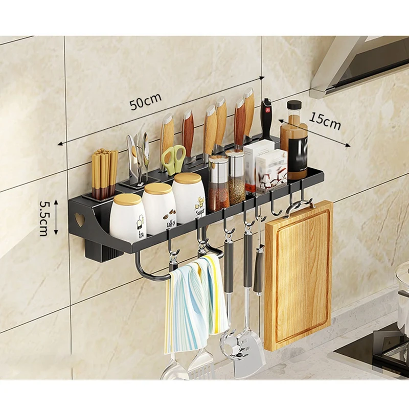 Stainless Steel Knife Holder Kitchen Household Integrated Knife Chopsticks Shovel Storage Rack Wall-Mounted