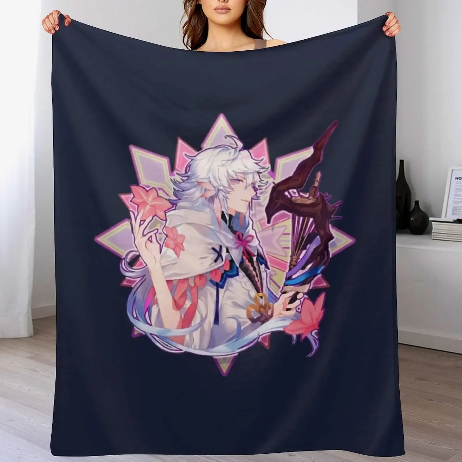 

Fate grand order Merlin Mage of Flowers Throw Blanket Hairys Flannel Soft Plaid Blankets