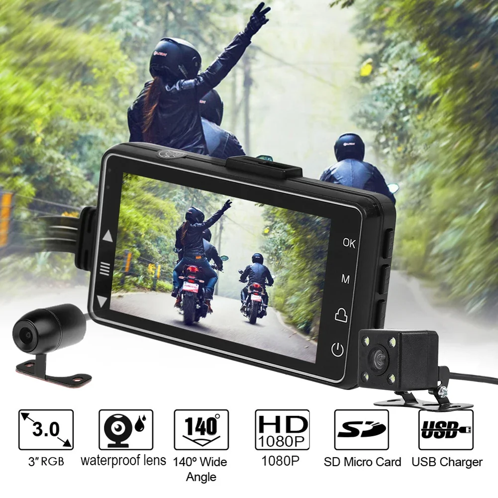 1080P HD 3.0 inch SE300 Motorcycle DVR Front+Rear View RGB Display Screen Motorcycle Dash Cam Digital Video Recorder Dash Cam