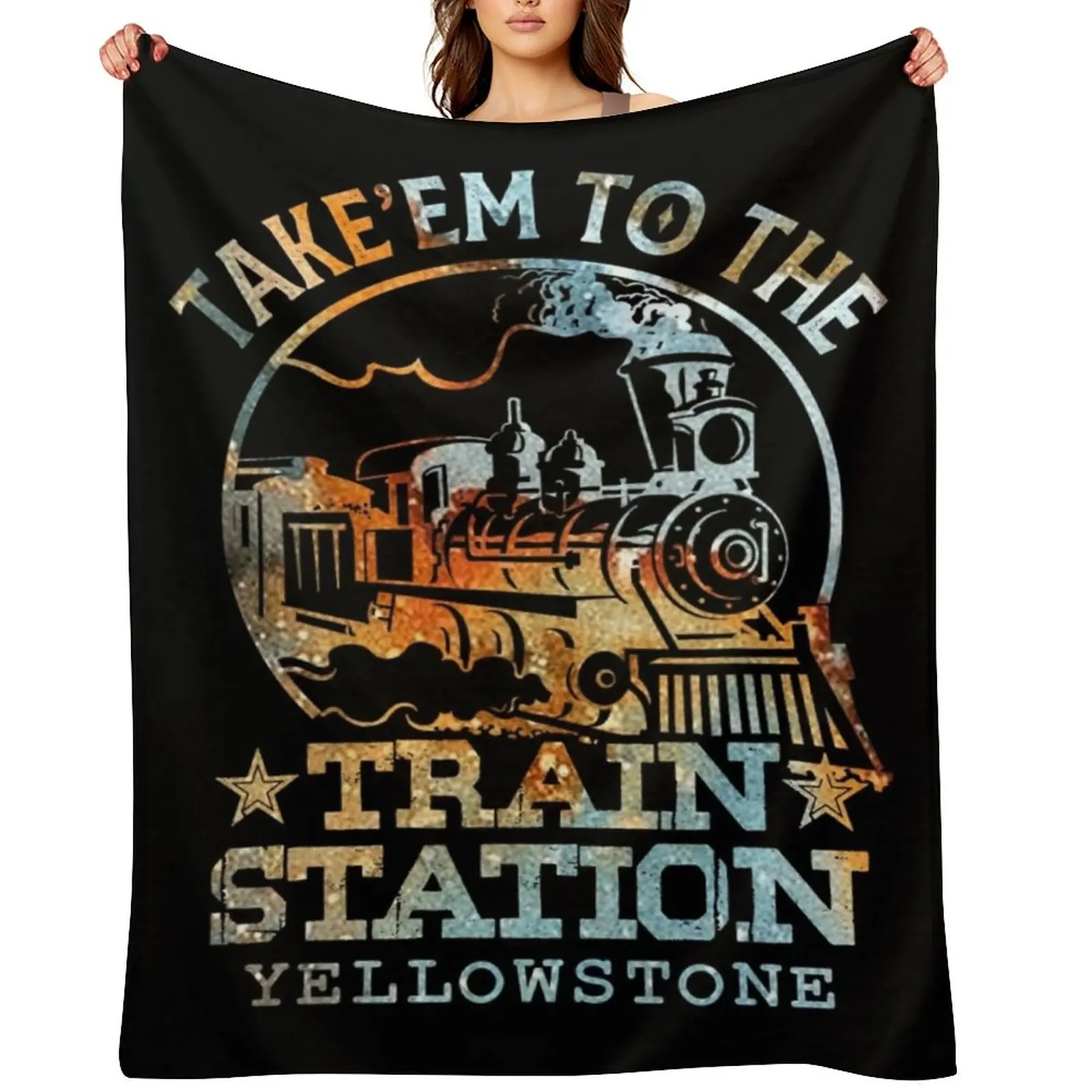 البلد الغربي يلوستون يأخذني إلى محطة القطار رمي بطانية أغطية السرير الحرارية فضفاضة للأريكة البطانيات الرقيقة