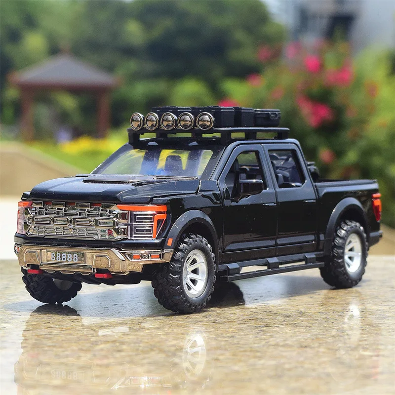 

1:24 Ford Raptor F150 Alloy Pickup Car Model Diecast Metal Off-road Vehicles Car Model Sound Light Simulation Childrens Toy Gift