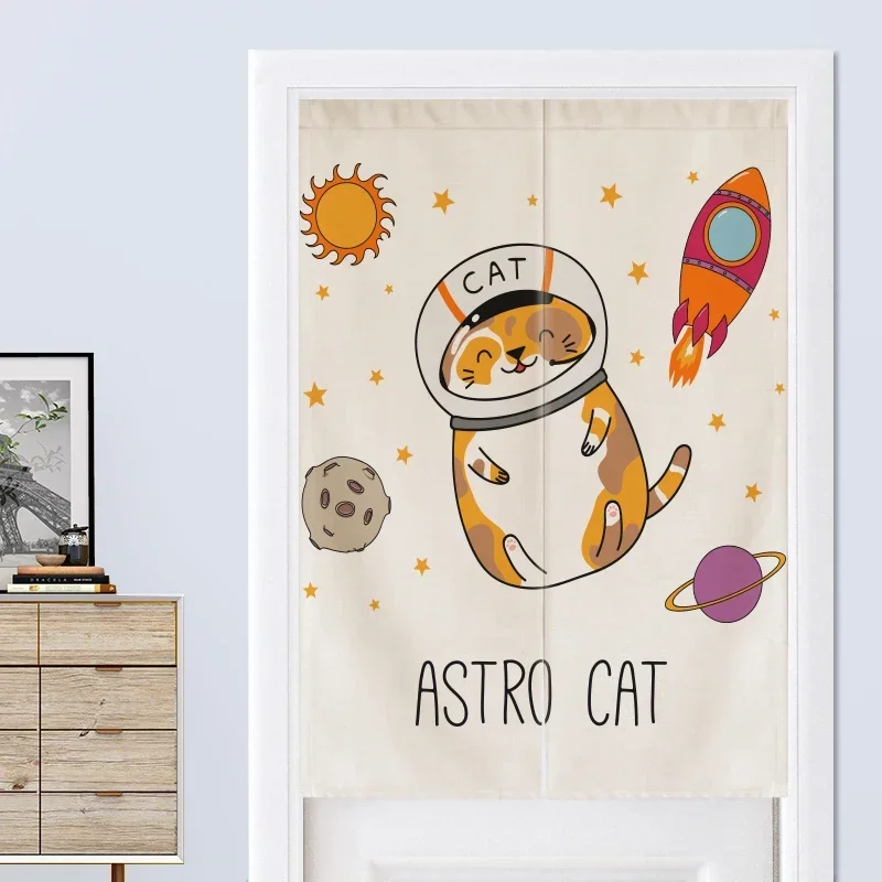 

Скандинавский мультяшный кот, дверная занавеска для спальни, ванной комнаты, кухни, художественная перегородка, дверная занавеска фэн-шуй, японская занавеска Noren