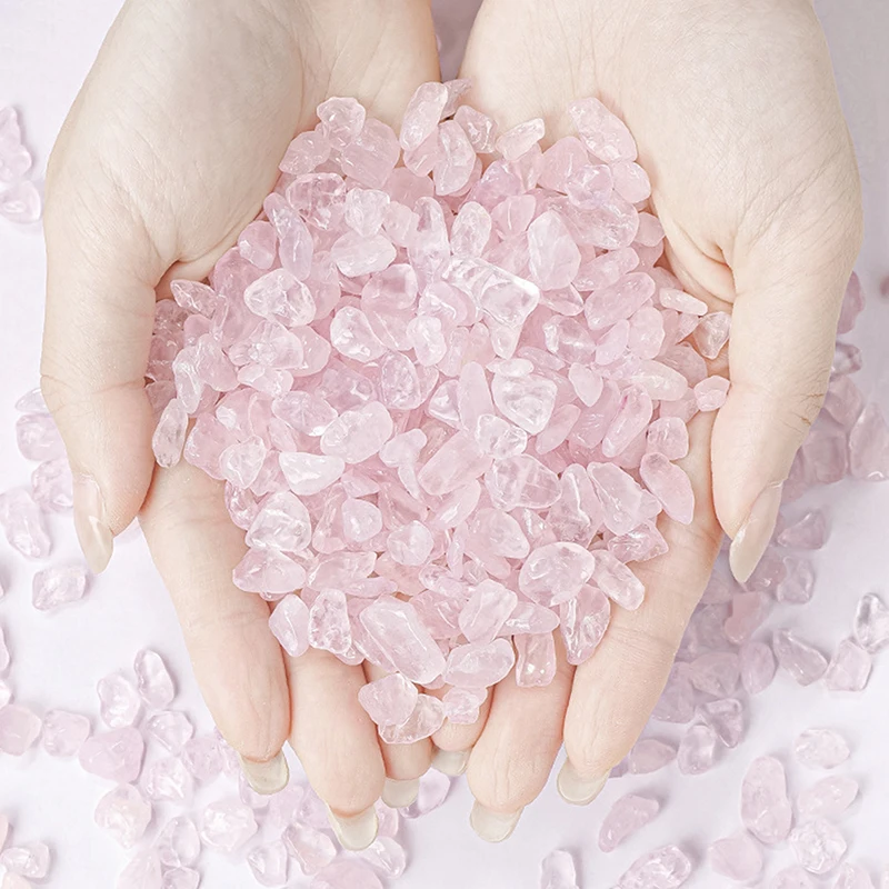 500 G/bag Natural Pink Crystal Gravel Rose Quartz Material Purifying Demagnetizing Bonsai Aquarium Decoration