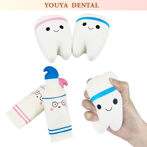 Juguetes bonitos con forma de diente para niños, muñeca de presión de crecimiento lento para niños, juguete antipresión con forma de diente, juguete para apretar, regalo de dentista
