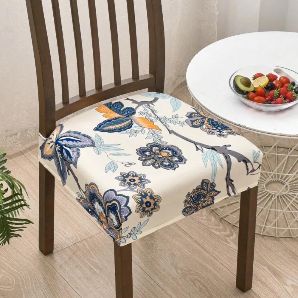 Soft Printed Design Stretch Chair Cover Square Removable Chair Slipcover Elastic Bottom Chair Cushion Cover Home Decor