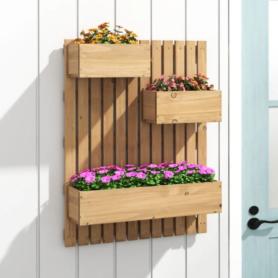 

3Box Wooden Raised Garden Bed with Trellises and Fabric Liners Gallery View 3 of 10