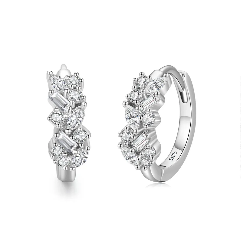 

Original Design Irregular Zirconia Cubic S925 Sterling Silver Huggie Earrings for Women