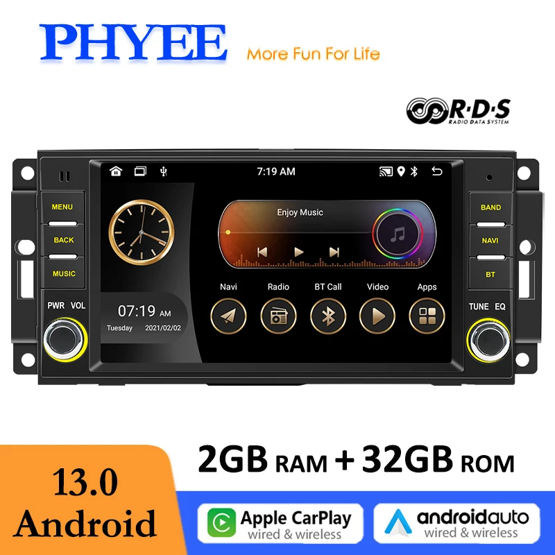

Car Multimedia Android Radio with CarPlay, Android-Auto, GPS Navi, Bluetooth for Jeep Compass Grand Cherokee Wrangler Ram Pickup
