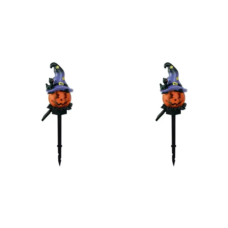 Y42A-2X Solar Pumpkin Lantern Halloween Outdoor Light Atmosphere Light Waterproof Resin Light Suitable For Courtyard Garden