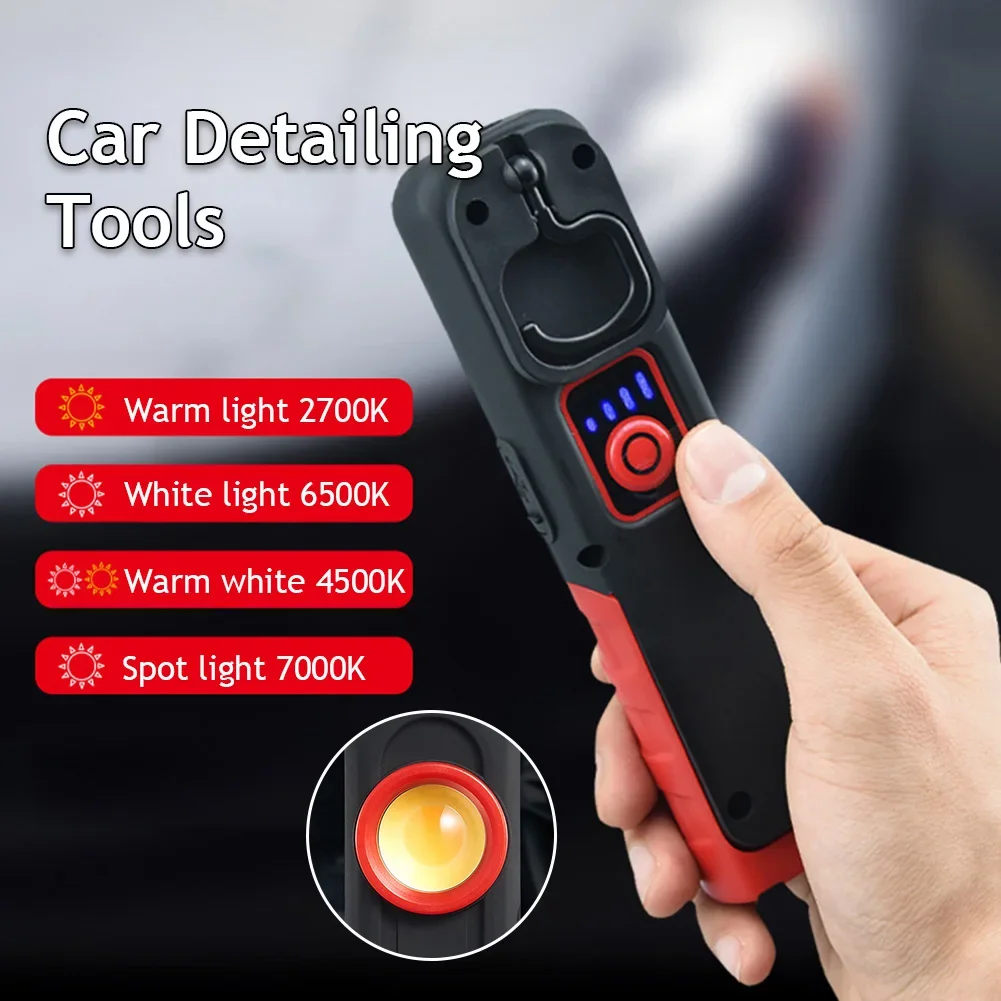 Portable Flashlight Car Detailing Tools Car Paint Finish Lamp Scan Swirl Magnetic Grip Multifunction Auto Repair Working Lights