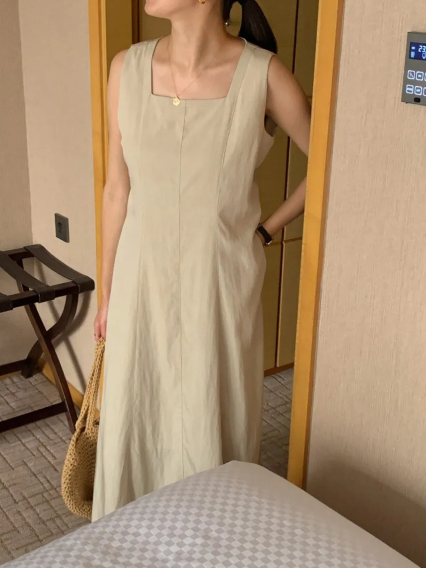 Prosta Długa Wąska Bawełniana Lniana Kamizelka Dr Dojazdy Do Pracy Lato Sezon Średniej Długości Linia A Sylwetka Kolor Wzór