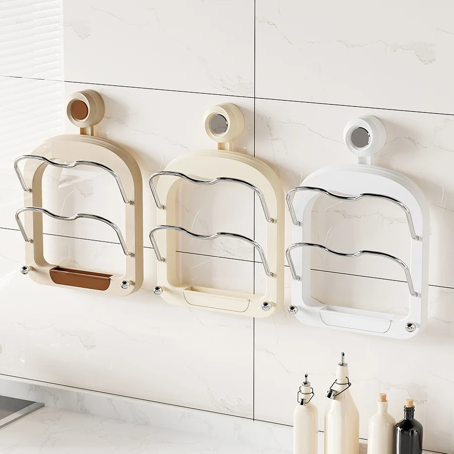 1Pcs Suction Cup Pot Lid Holder, Wall-Mounted Pot Lid Holder, Punch-Free Kitchen Storage Rack, Multi-Purpose Storage Rack, Cutting Board Rack,