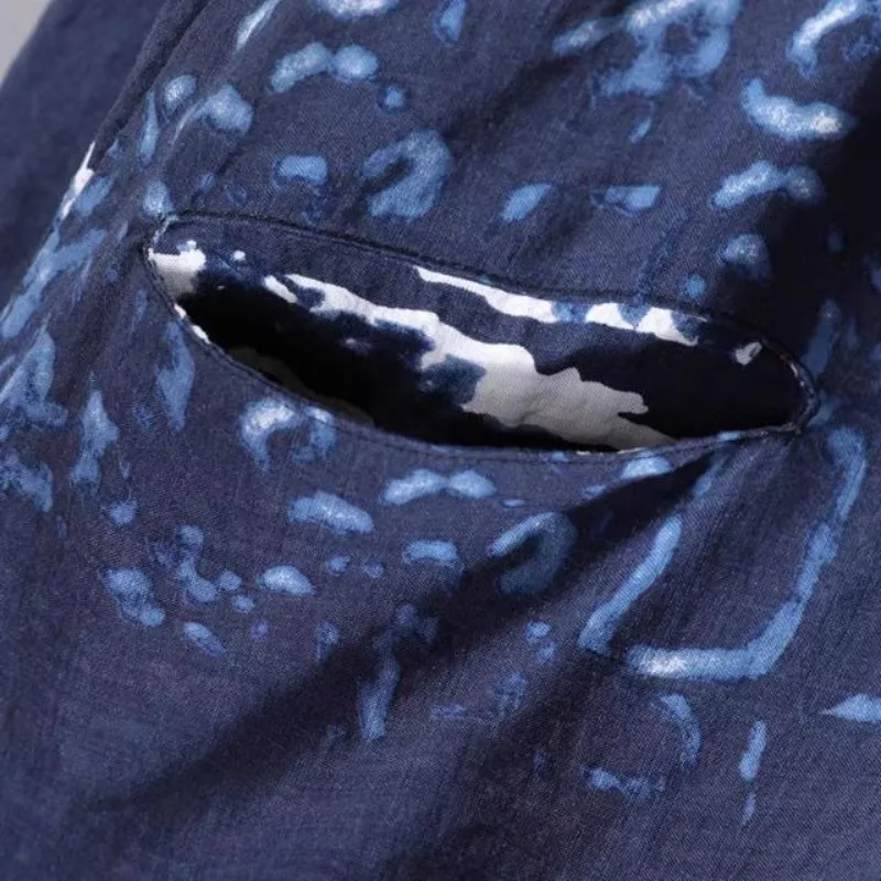 Simplicity Versatile Summer Cotton Hemp Women's Round Neck Printing Pocket Fashion Casual Loose Short Sleeve Mid-length Dresses