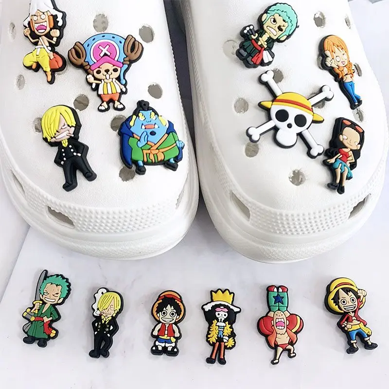122pcs One Piece Luffy  DIY Accessories Cartoon Doll Cute Detachable Shoe Buckle Zoro Shoe Flower Decorative Ornament