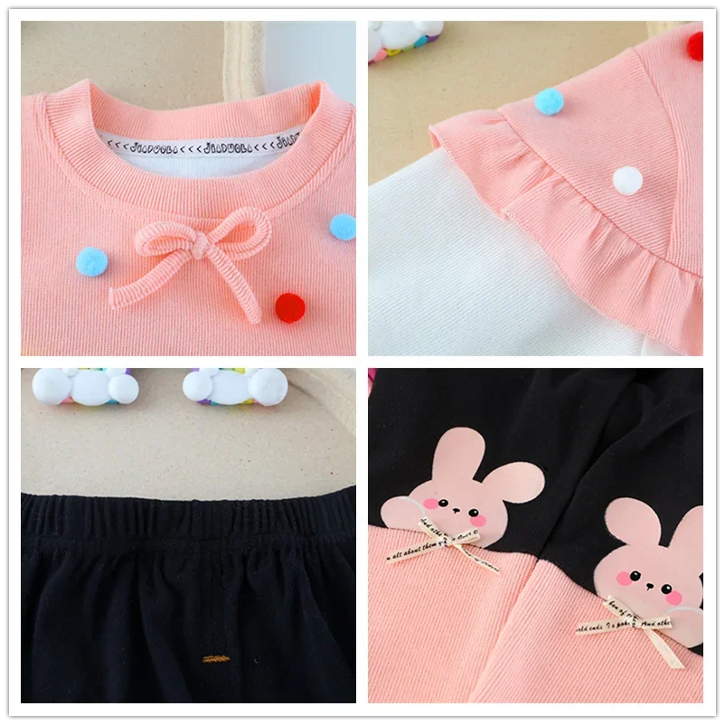 Set di abbigliamento per bambini autunnali per neonate vestiti abiti maglietta in pizzo per neonati pantaloni 2 pezzi vestito Cartoon abbigliamento